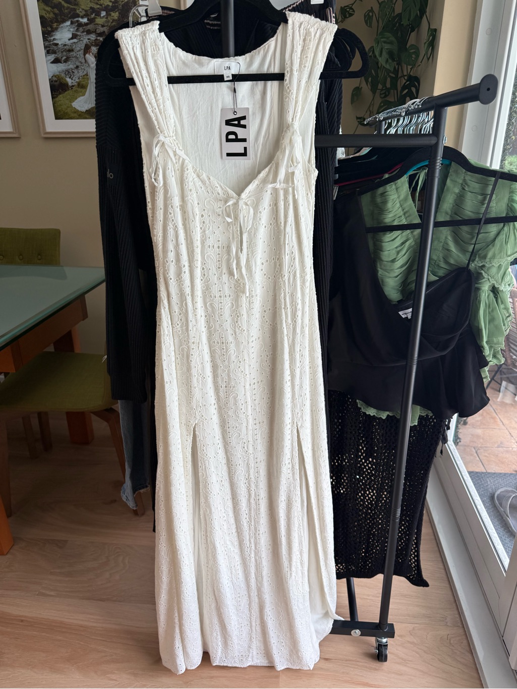 Lpa White Gabriella Eyelet Maxi Dress- Xs